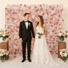 Uflower Artificial Pink Champagne Rose 5D Wedding Flower Wall SET80093