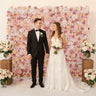 Uflower Artificial Pink Champagne Rose 5D Wedding Flower Wall SET80093