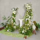 Décor de toile de fond pour fête de mariage en arche florale blanche Uflower, verdure, corne, ENSEMBLE80220