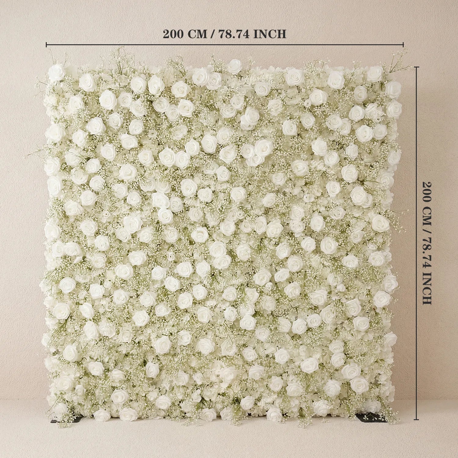 Uflower White Rose Baby's Breath Flower Wall Wedding Party Proposal Decor SET80226