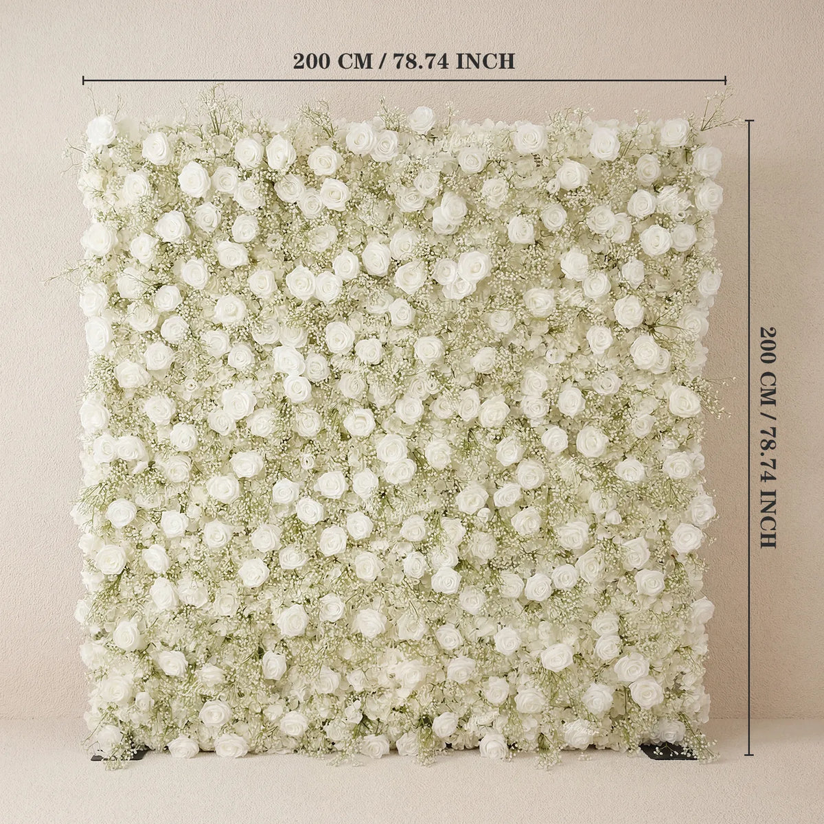 Uflower White Rose Baby's Breath Flower Wall Wedding Party Proposal Decor SET80226