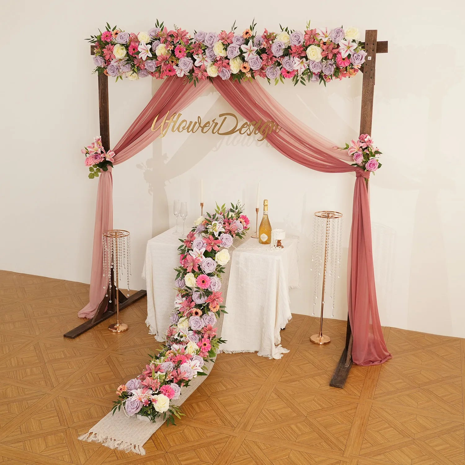 Uflower Artificial  Roses Purple Mixcolor Series Wedding Flower Row Decorate MC80248-01