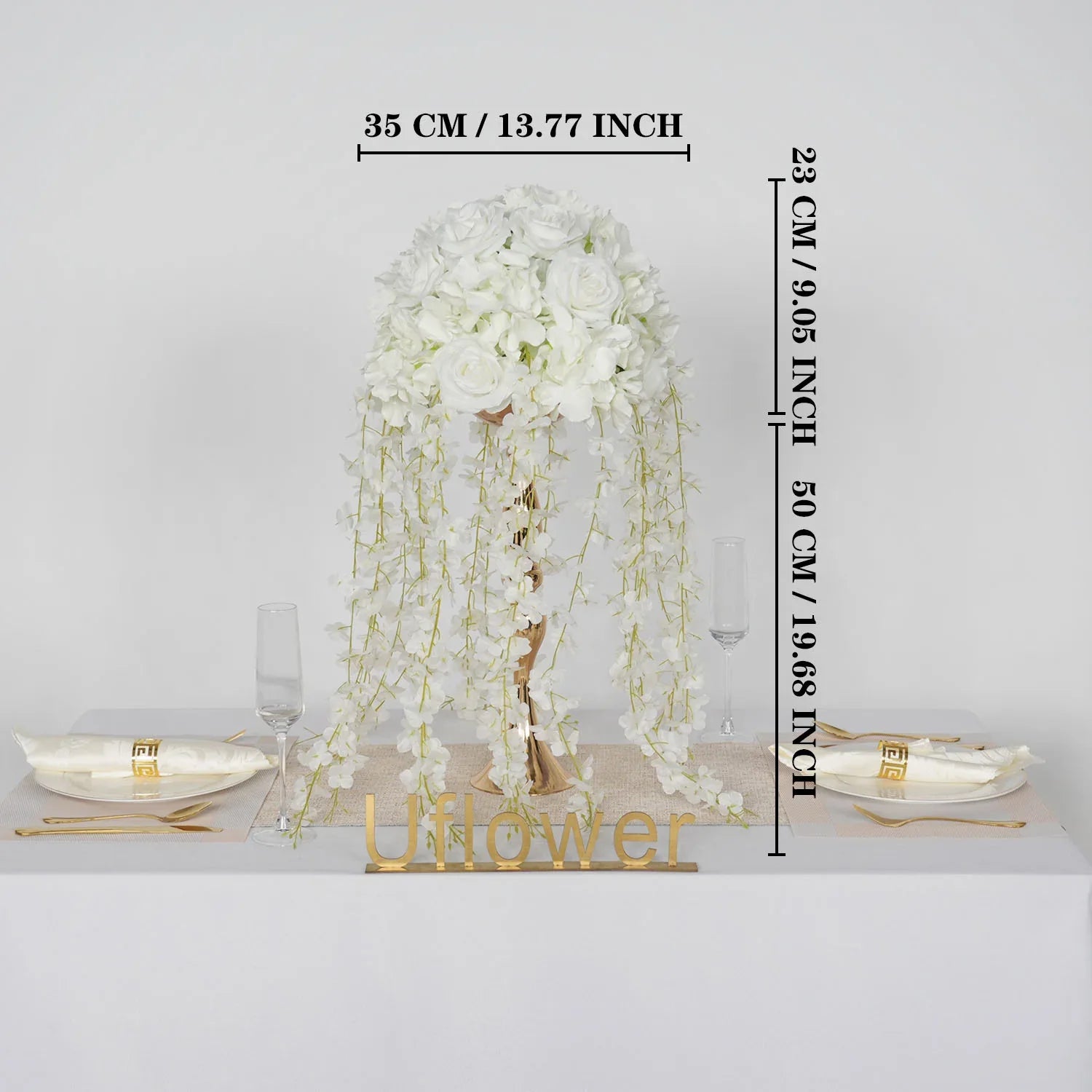 Uflower White Wedding Table Centerpiece Flower Arrangement MB80055-01 - Uflower