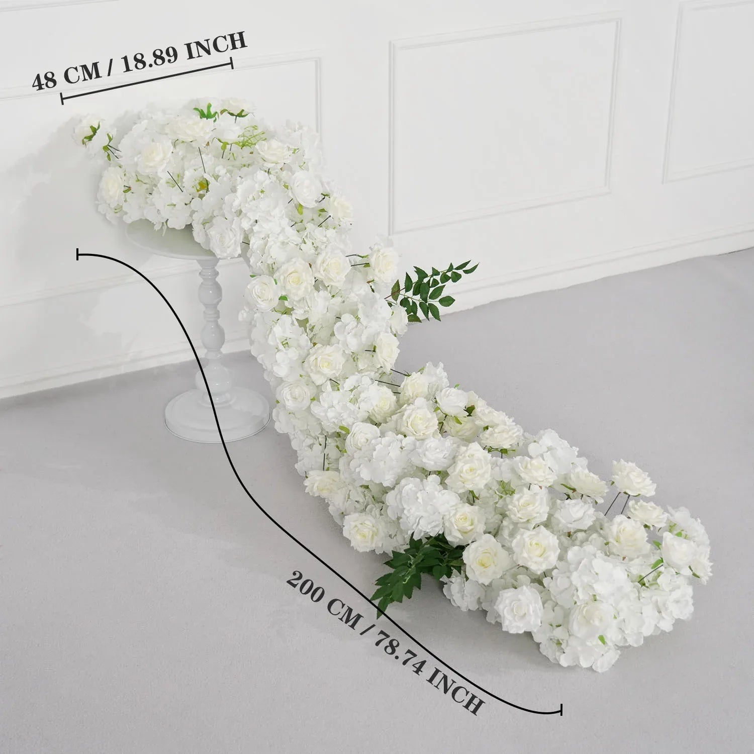 Uflower White Rose Table Runner Sofa Floral Wedding Backdrop Decor SET80120 - Uflower