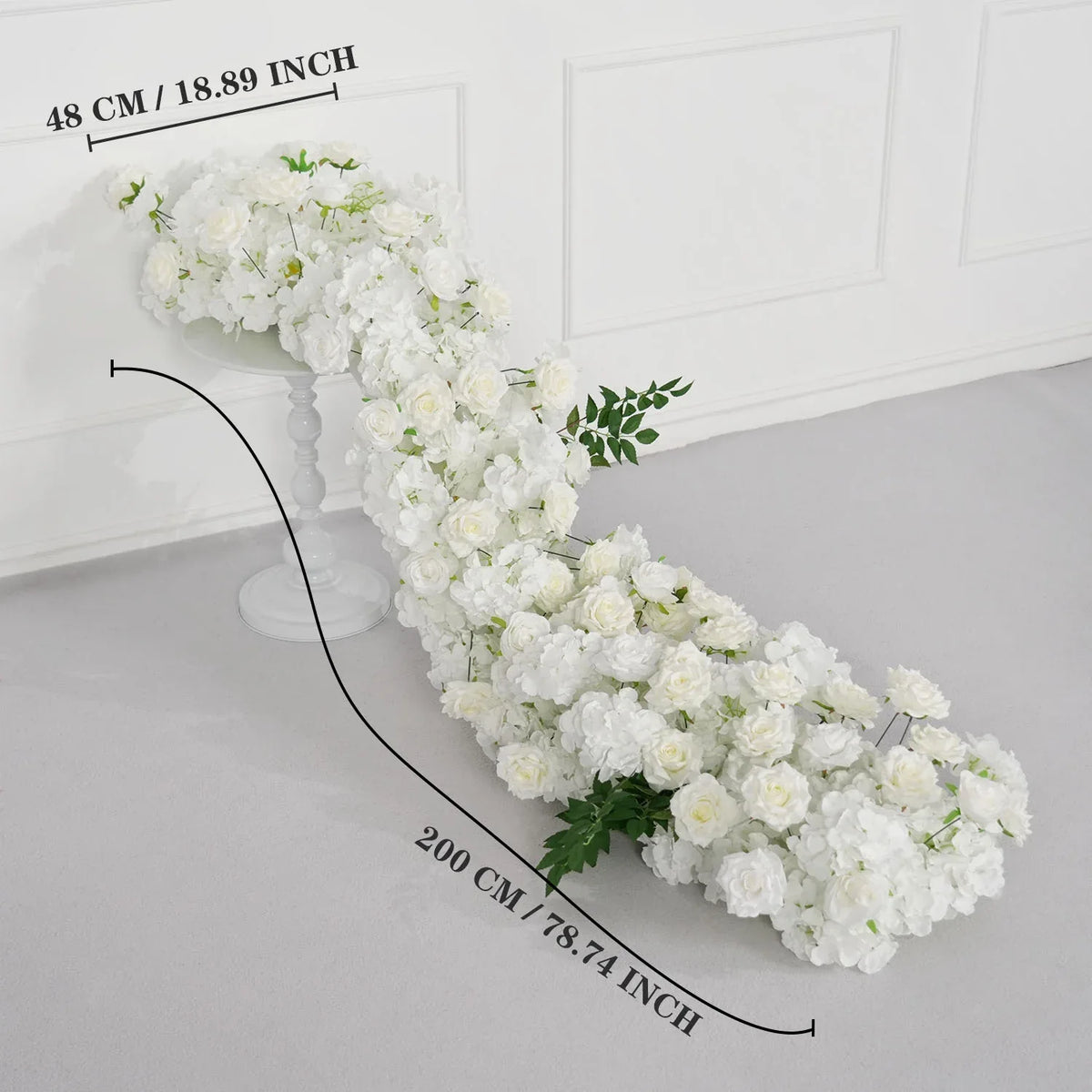 Uflower White Rose Table Runner Sofa Floral Wedding Backdrop Decor SET80120 - Uflower
