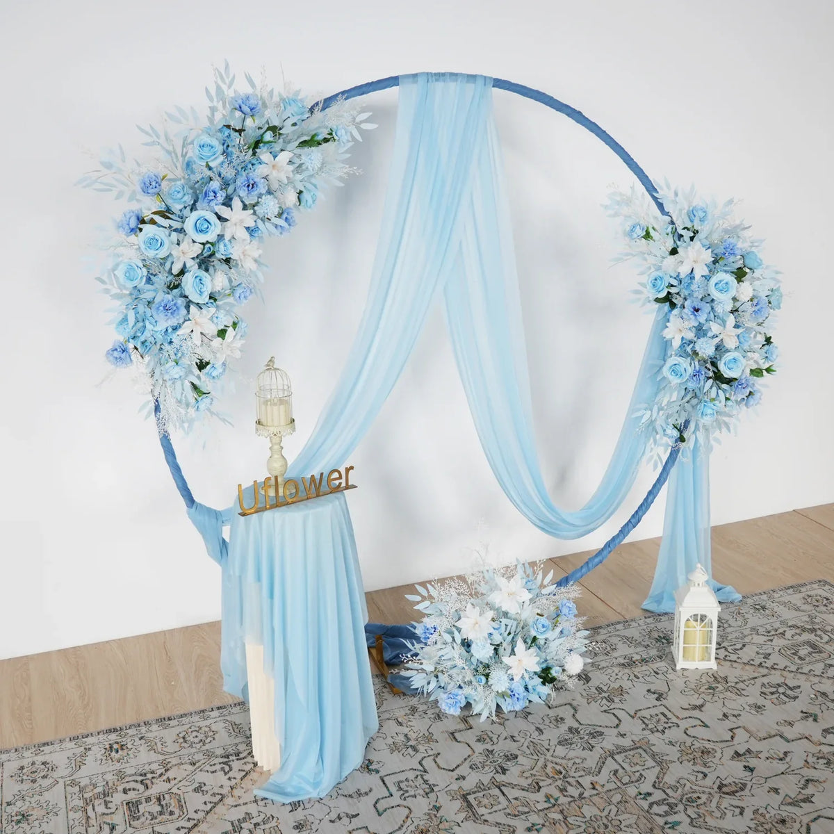 Artificial Blue Wedding KT Backdrop Flower Row Decor SET80074 - Uflower
