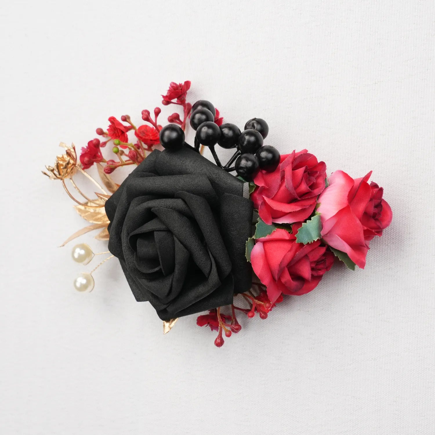 Uflower Black & Red Wrist Corsages for Weddings & Events MG80011-04*6