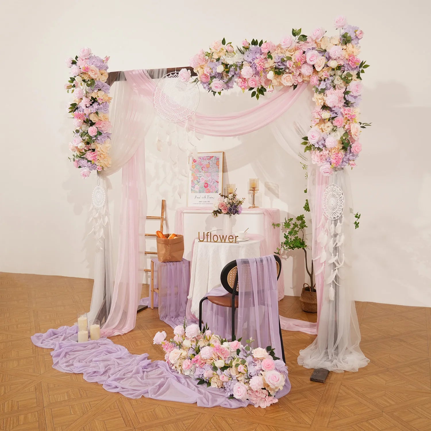 Uflower 100CM Mixcolor Flower Backdrops Wall Flower Row Decor MC80242-01