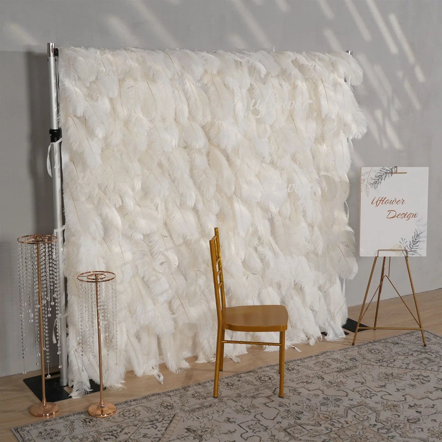 Uflower Artificial White 5D Flower Wall Wedding Backdrop Deco Birthday Party SET80140 - Uflower