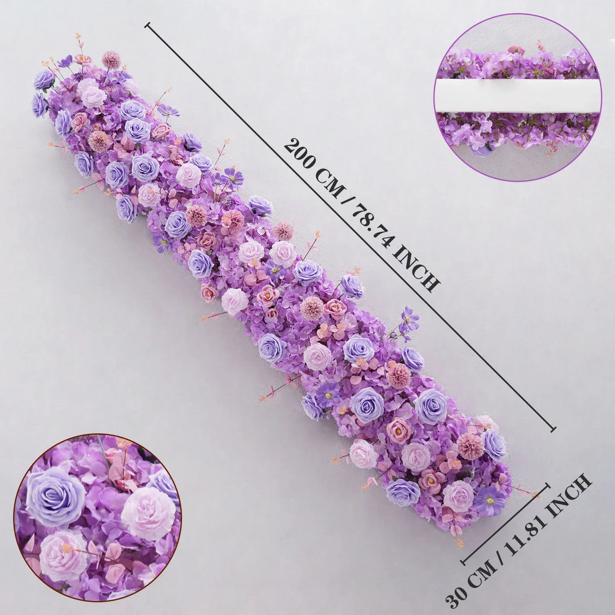 Uflower Purple Rose Table Runner Sofa Floral Wedding Backdrop Decor MC