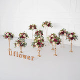 Uflower Red Rose Green Leaf Table Centerpieces Floral Ball Wedding Decoration MB80064-01 - Uflower
