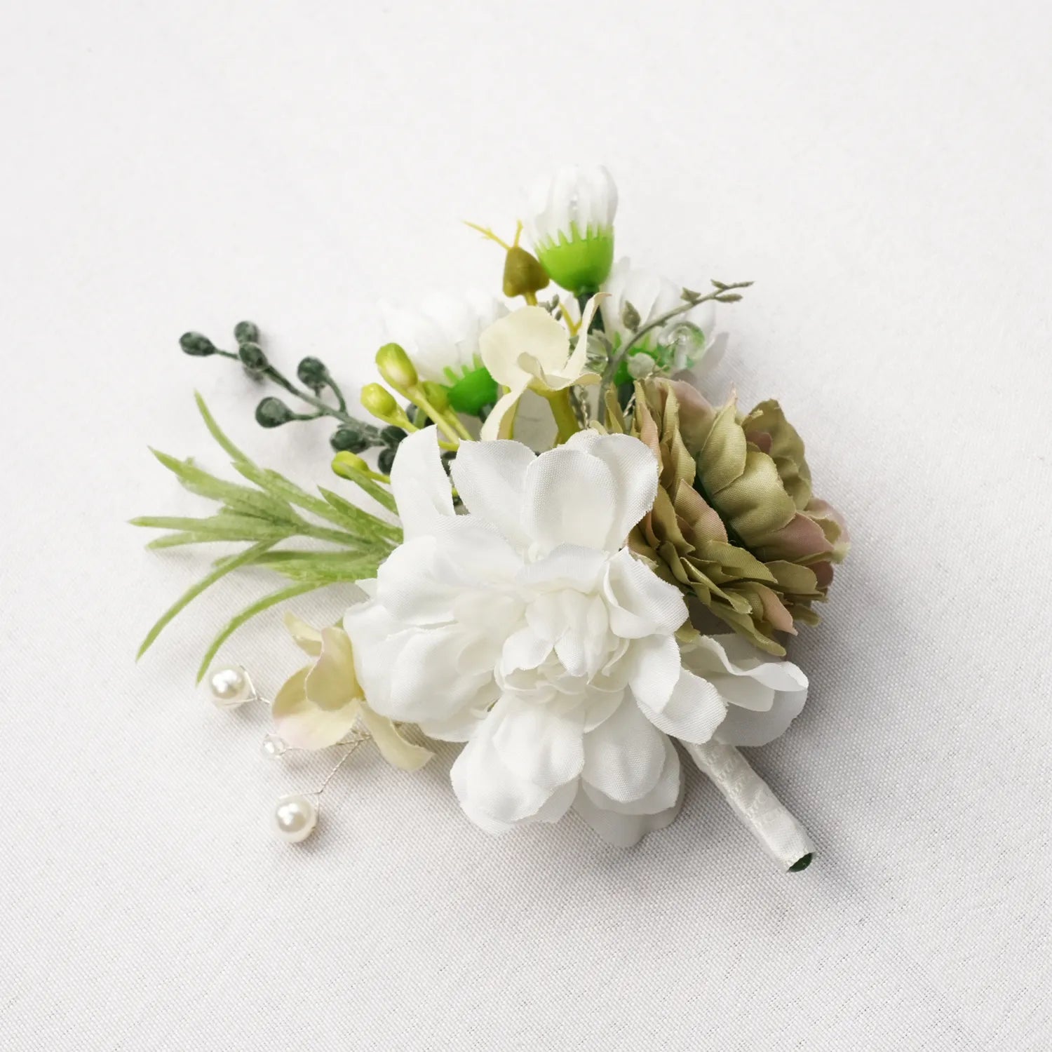 Uflower Boutonnieres in Green White MG80008-03*6