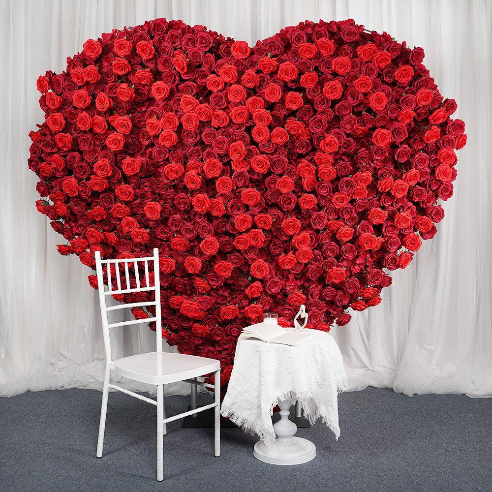 Uflower 2*2m Red Rose Heart Shaped Flower Wall Wedding Background MA80001 - Uflower