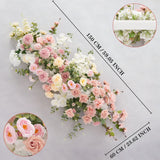 Uflower Artificial Pink Rose Green Leaf Flower Row Wedding KT Backdrop Decor MC80121-01 - Uflower