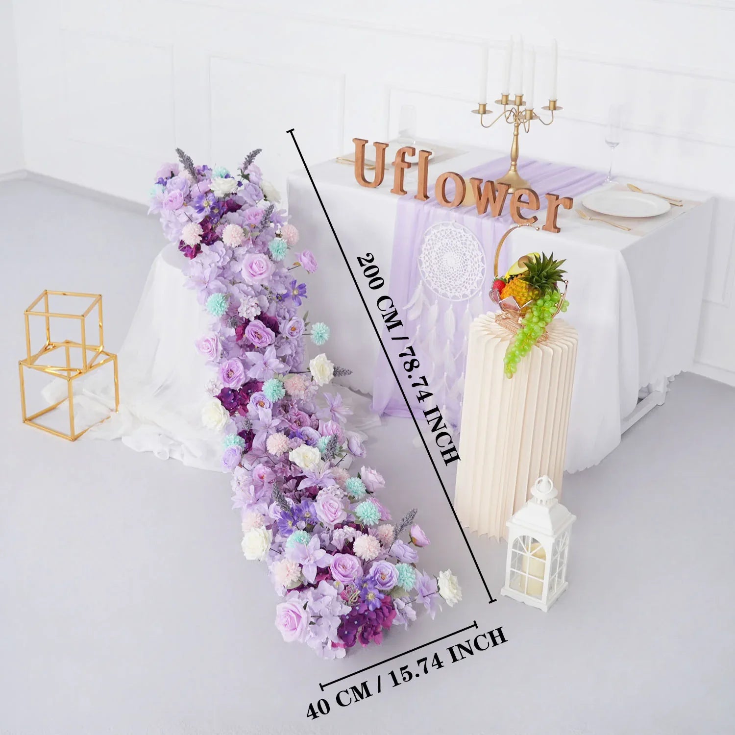 Uflower Purple Table Runner Arrangement Wedding Backdrop Wall Decor - Uflower