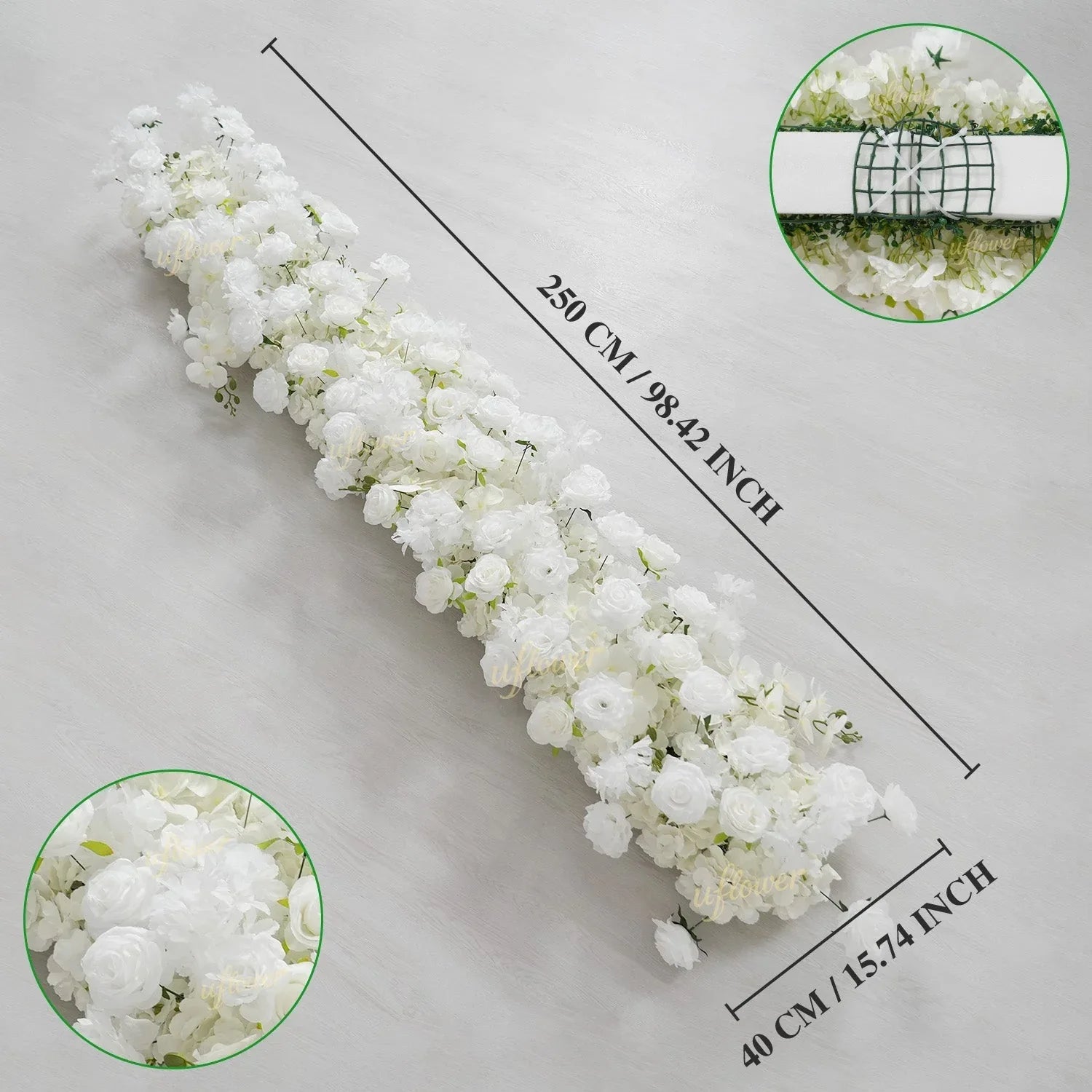 Uflower White Orchid Rose Table Runner Sofa Floral Wedding Backdrop Decor SET80185 - Uflower