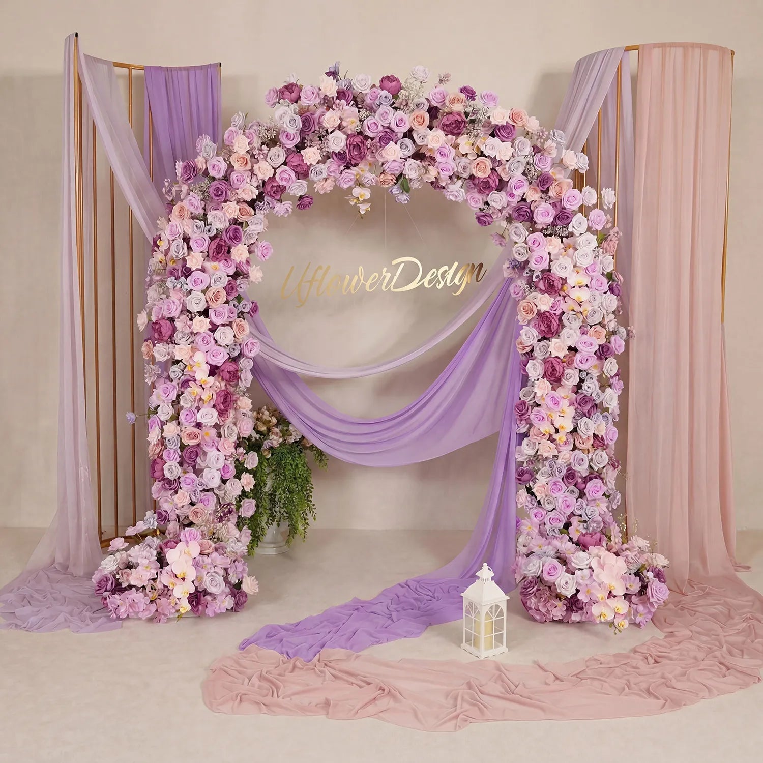 Uflower Purple Rose  Floral Door Arch Wedding Party Backdrop Decor SET80239