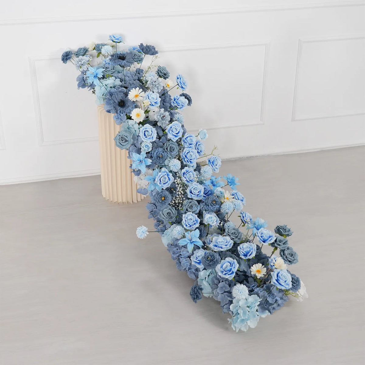 Uflower Blue Table Runner Sofa Floral Wedding Backdrop Decor MC80227-01