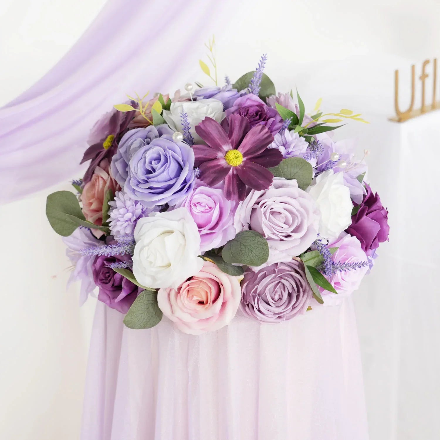 Uflower Purple Green Hanging Artificial Flower Corner Floral SET80038 - Uflower