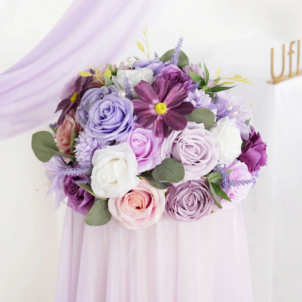 Uflower Purple Green Hanging Artificial Flower Corner Floral SET80038 - Uflower
