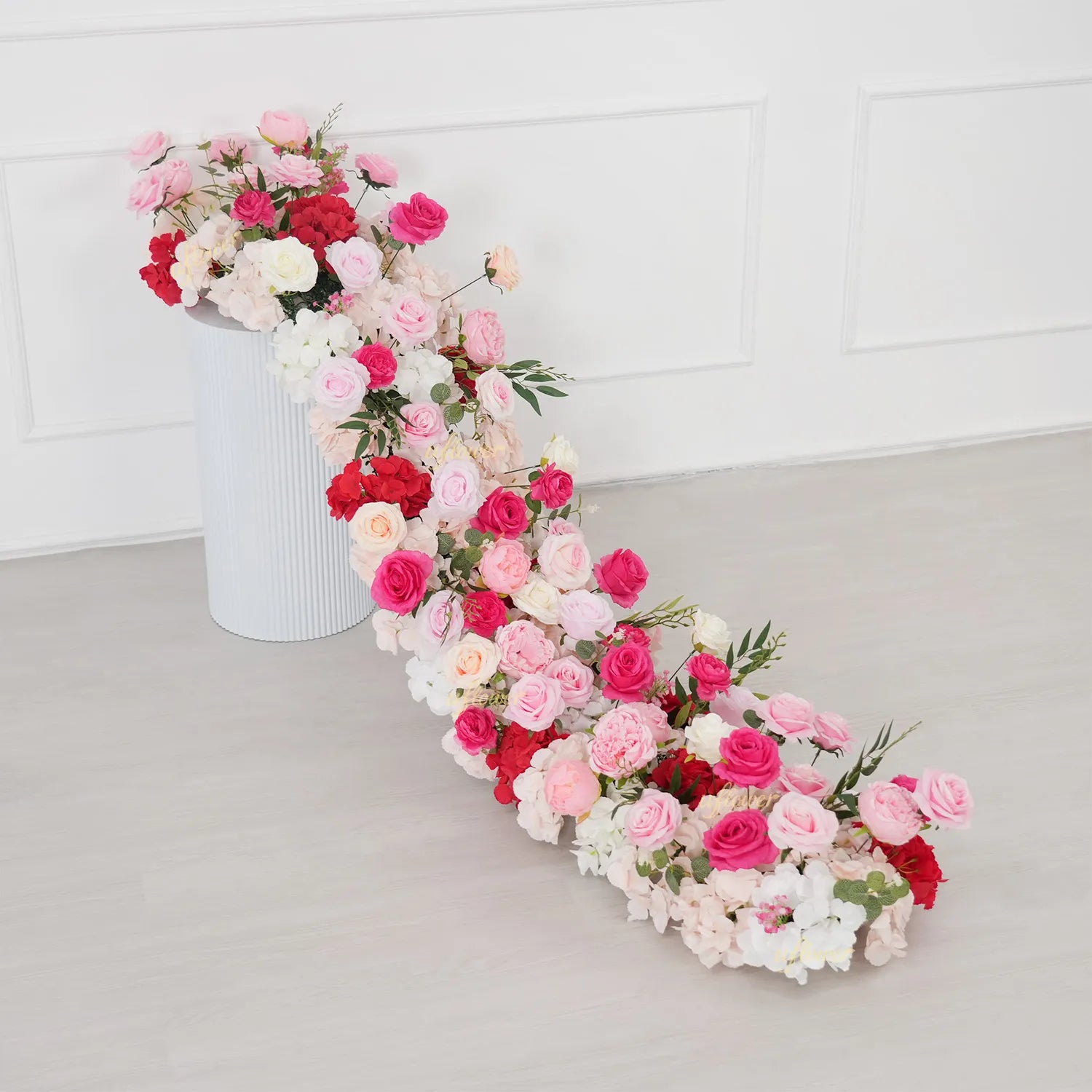 Uflower Pink Rose Table Runner Sofa Floral Wedding Backdrop Decor MC80281-01