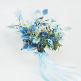 Uflower Small Round Bridal Bouquet in Dusty Blue MG80007-01