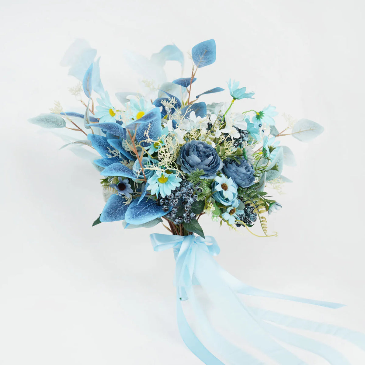 Uflower Small Round Bridal Bouquet in Dusty Blue MG80007-01