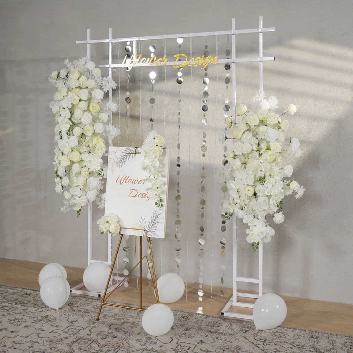 Uflower Artificial White Wedding KT Backdrop Flower Row Decor SET80129 - Uflower