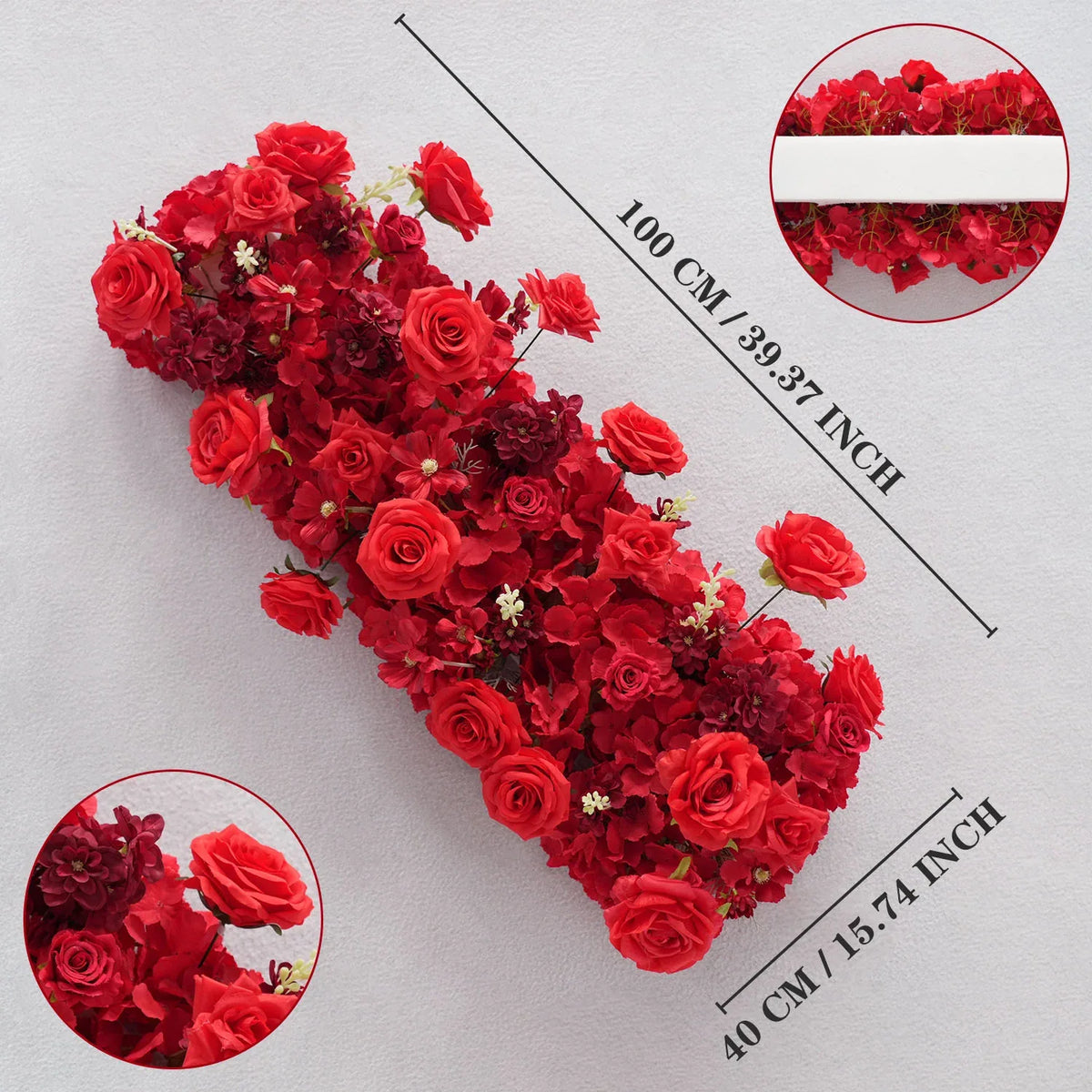 Uflower Artificial Red Rose Flower Row Sofa Table Runner Floor Flower Arrangement MC80126 - Uflower