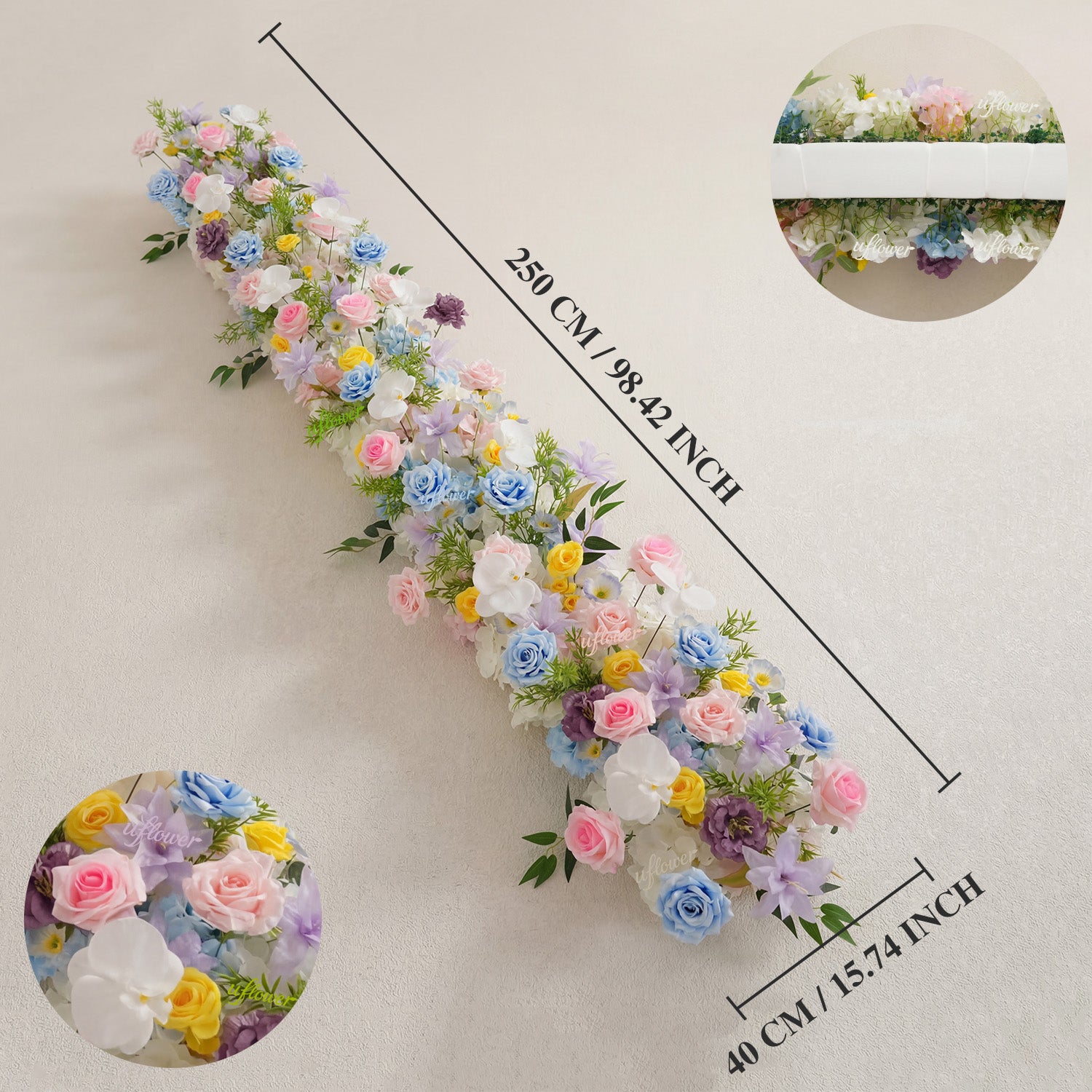 Uflower Pastel Table Runner Sofa Floral Wedding Backdrop Decor SET80246
