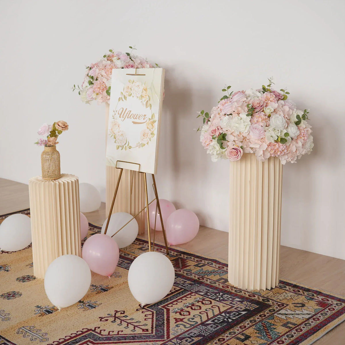 Uflower Pink Table Centerpiece Floral Ball Wedding Table Decoration MB80057 - Uflower