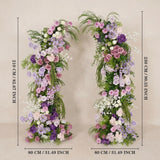 Uflower Purple Floral Greenery Arrangement Horn Arch Wedding Backdrop Props SET80227