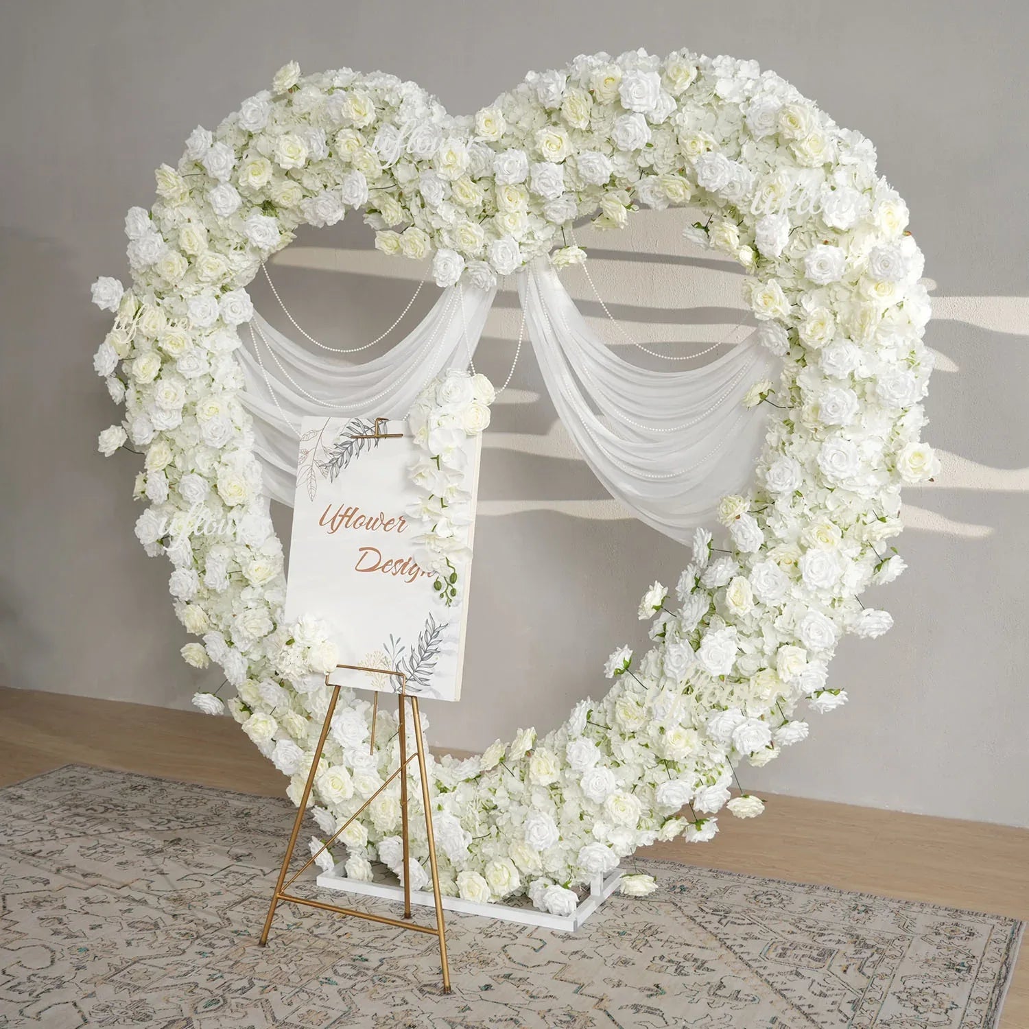 Uflower 2m*2m White Rose Heart-Shaped Arch Wedding Decor MC80015 - Uflower