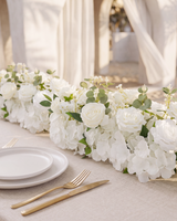 Uflower 50cm White Rose Greenery Flower Row MC89004-03