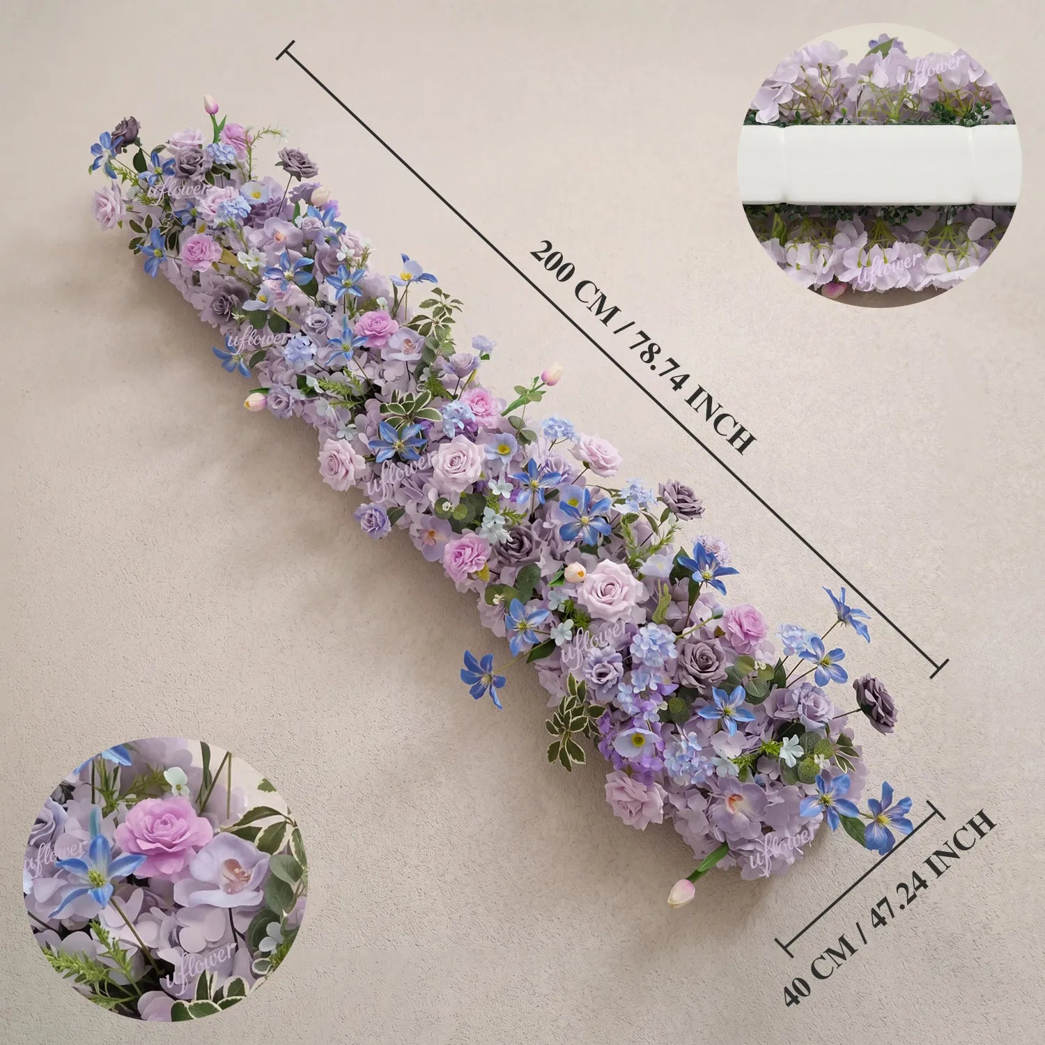 Uflower Purple Floral Row Wedding & Party Table Runner Decor MC80312-01