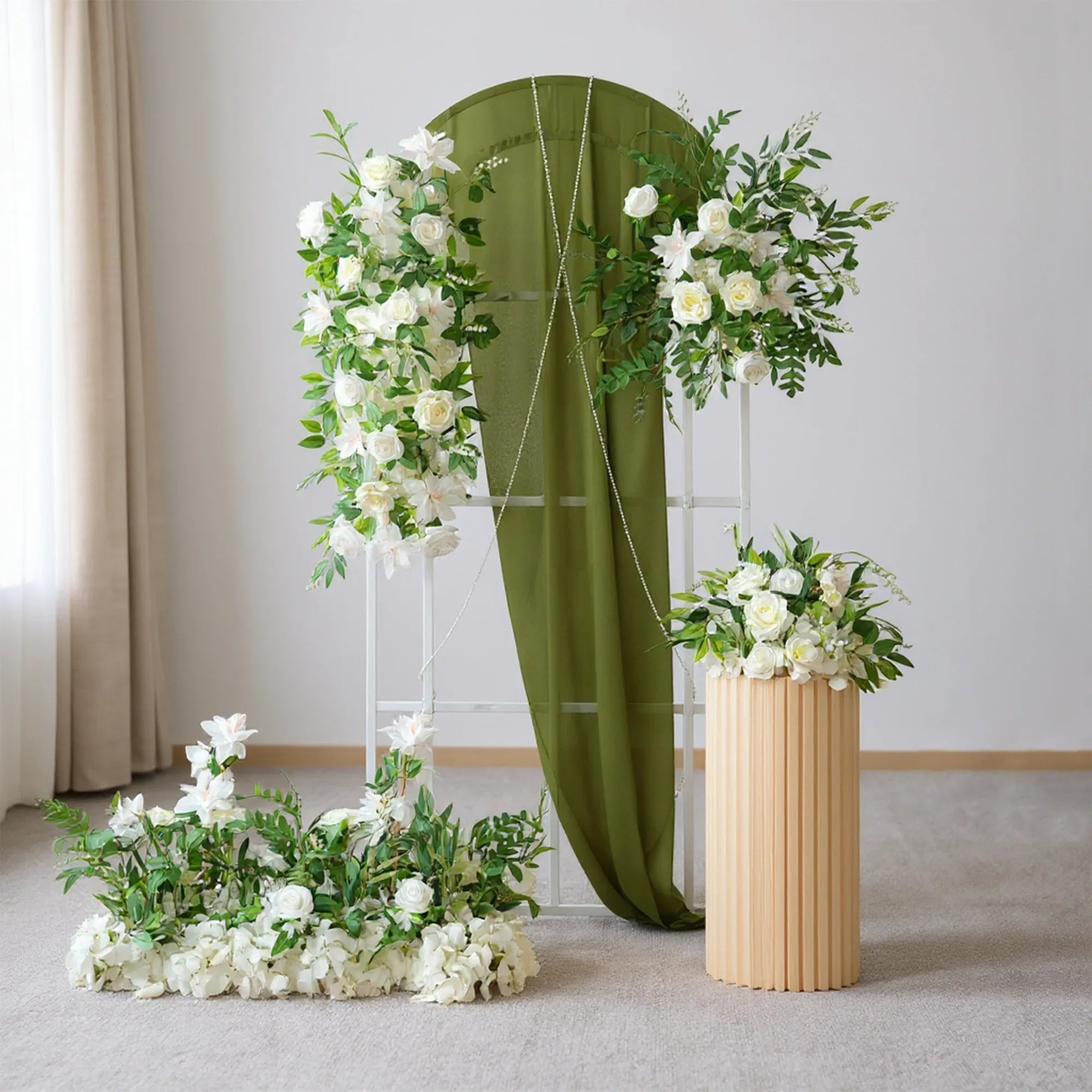 Uflower White Flower Corner Floral Decora Set SET80026 - Uflower