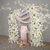 Uflower Pink White Rose Floral Horn Arch Wedding Party Backdrop Decor SET80143 - Uflower