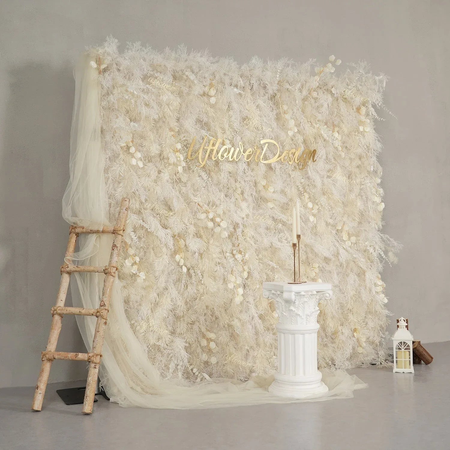 Uflower Luxury Ivory Lantern Flower Wall Backdrop Wedding Party Decoration SET80212 - Uflower