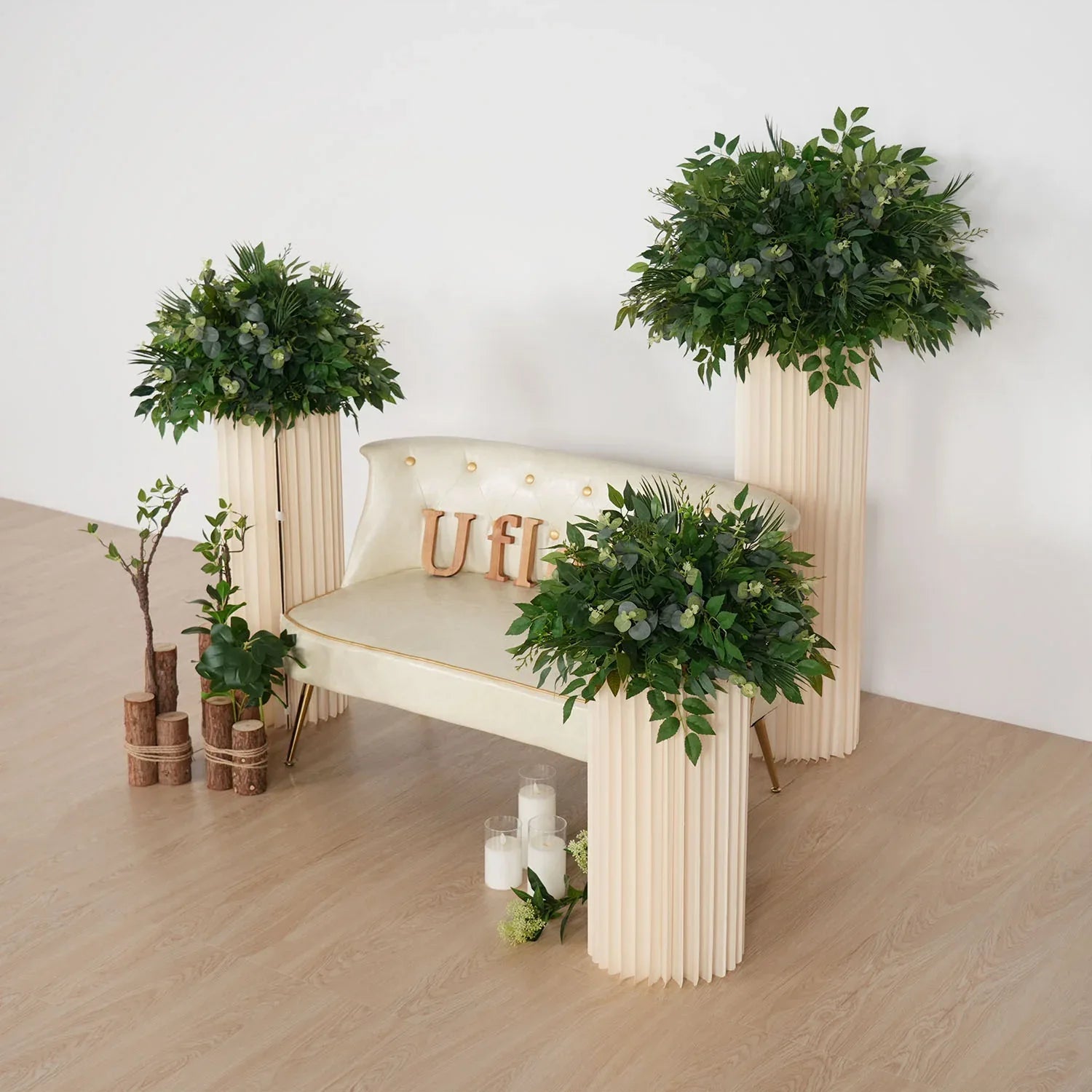 Uflower Green Leaf Table Centerpiece Floral Ball Wedding Table Decoration MB80066 - Uflower