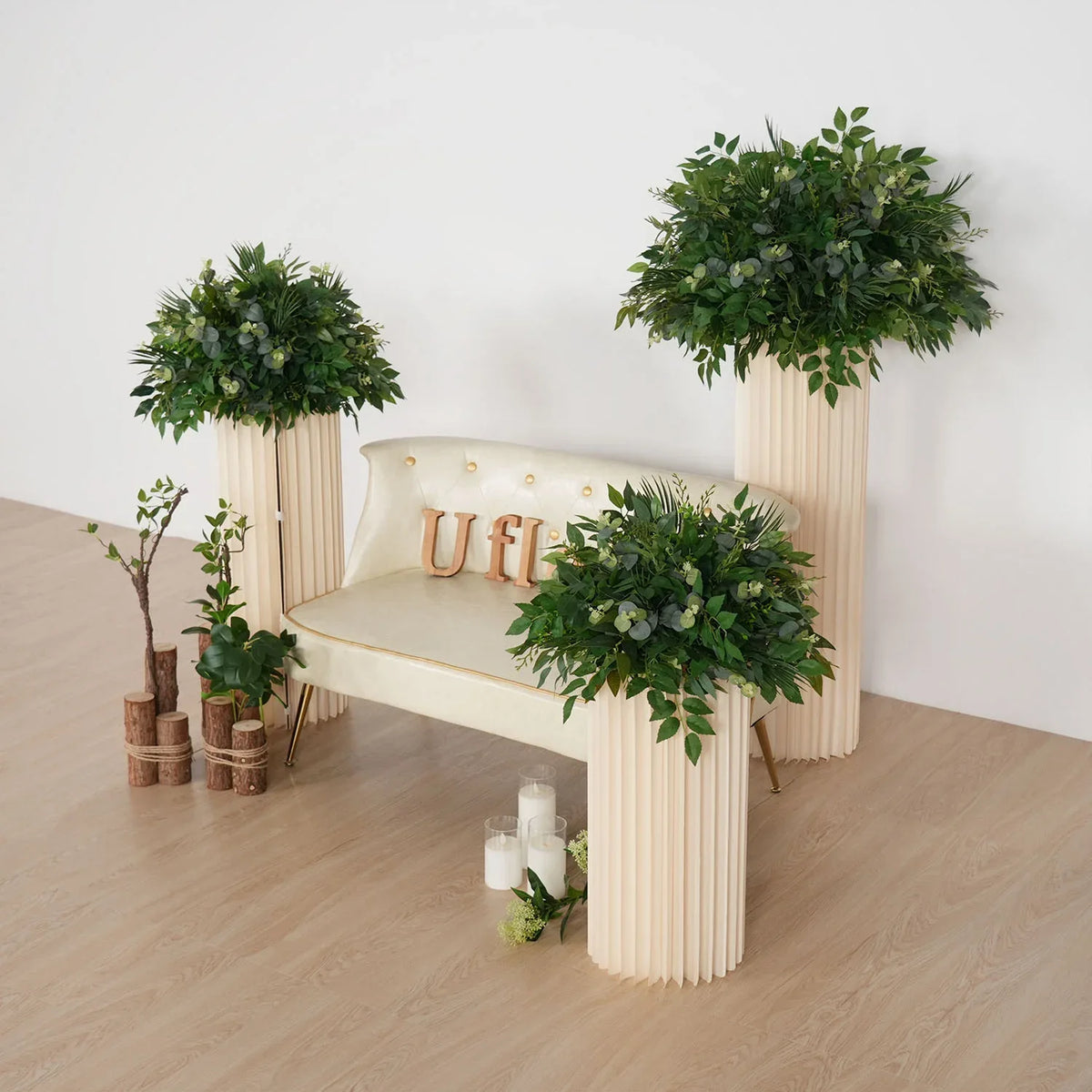 Uflower Green Leaf Table Centerpiece Floral Ball Wedding Table Decoration MB80066 - Uflower
