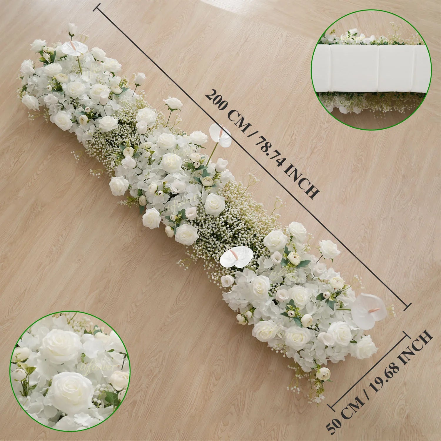 Uflower White Baby's Breath Flower Row Wedding KT Backdrop Decor SET80170