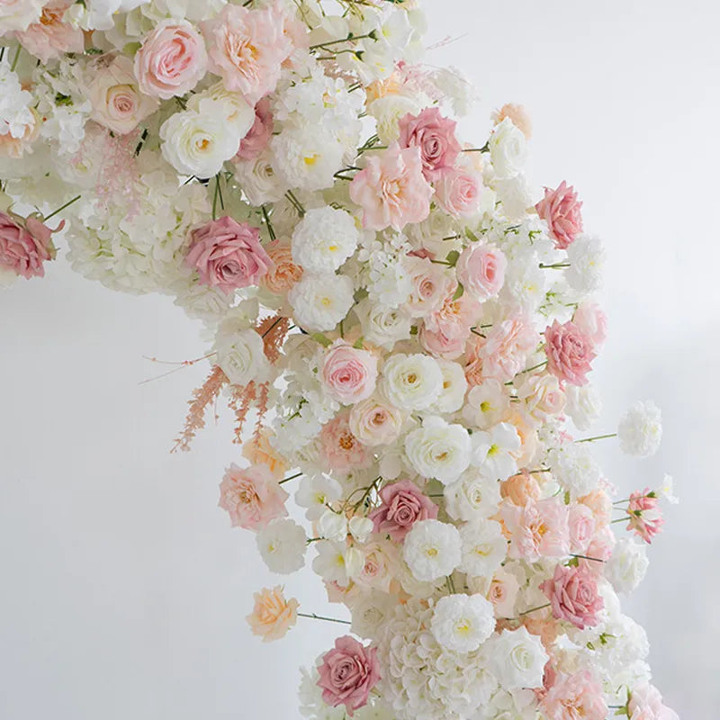 Uflower Pink White Rose Door Arch Floral Arrangement Set DD03111