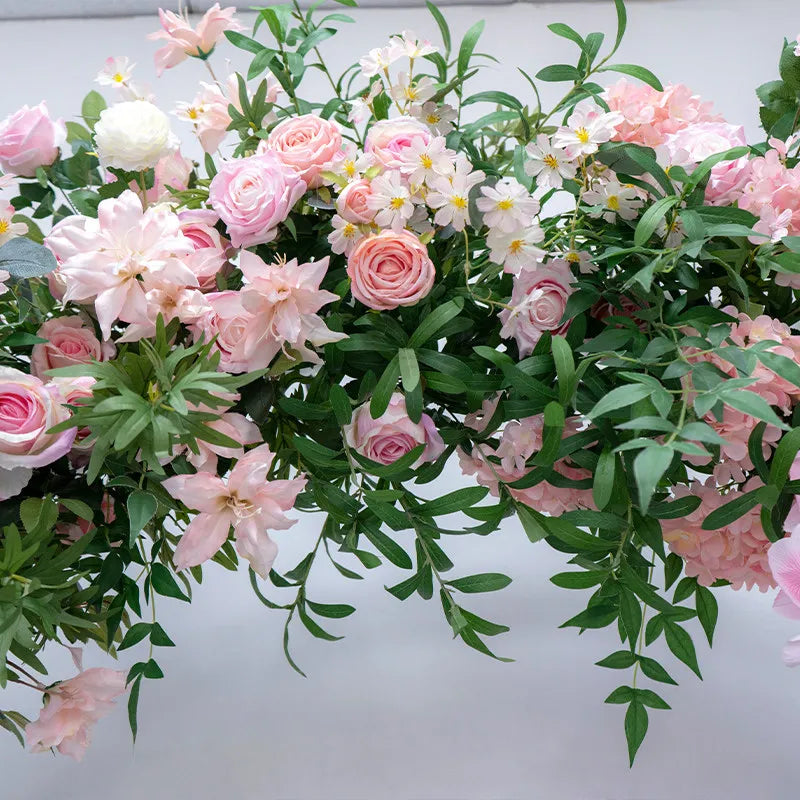Uflower Pink Green Rose Door Arch Floral Arrangement Set DD02833