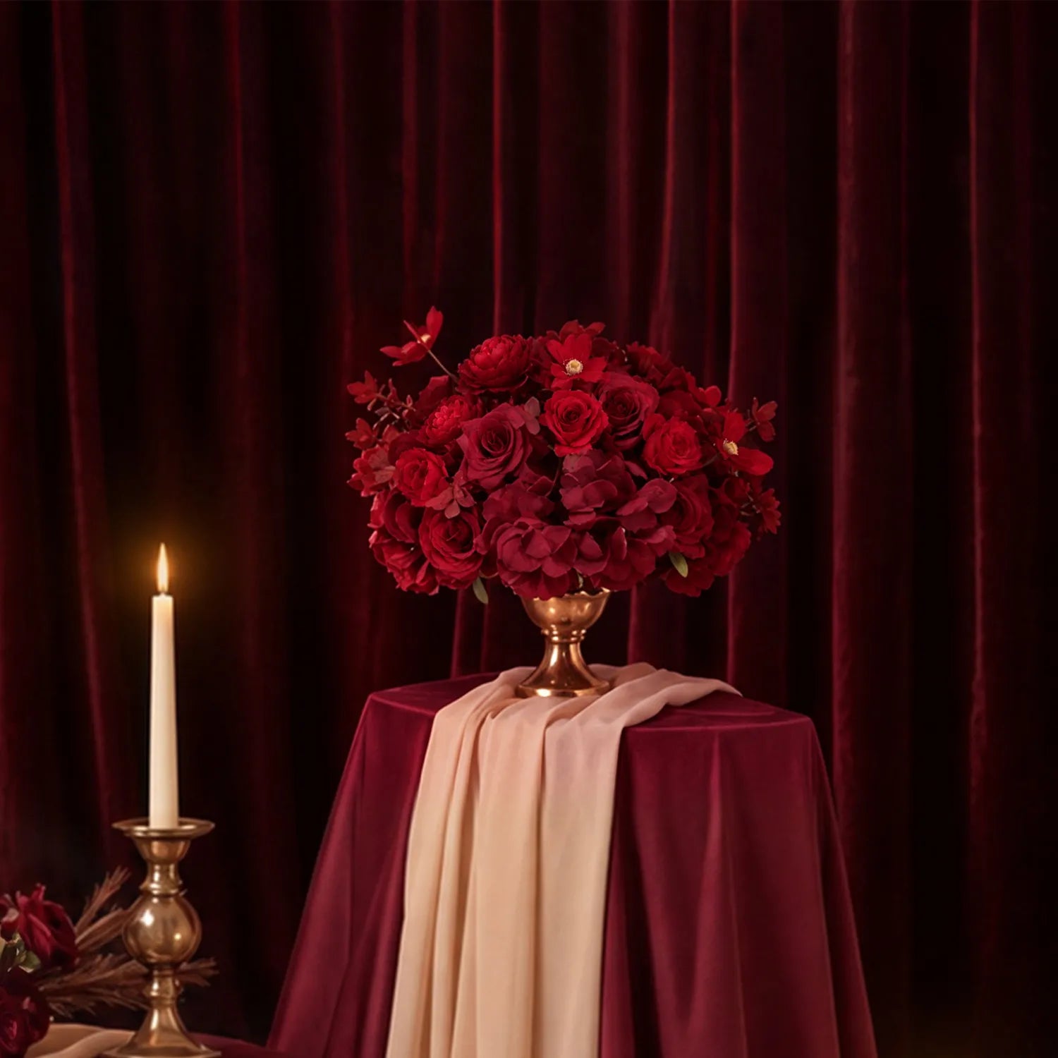 Uflower Red Wedding  Decoration | One-Stop Styling with Table Runner & Centerpiece