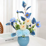 Uflower Blue Bottle Artificial Floral Arrangement Table Decor MH80002-01