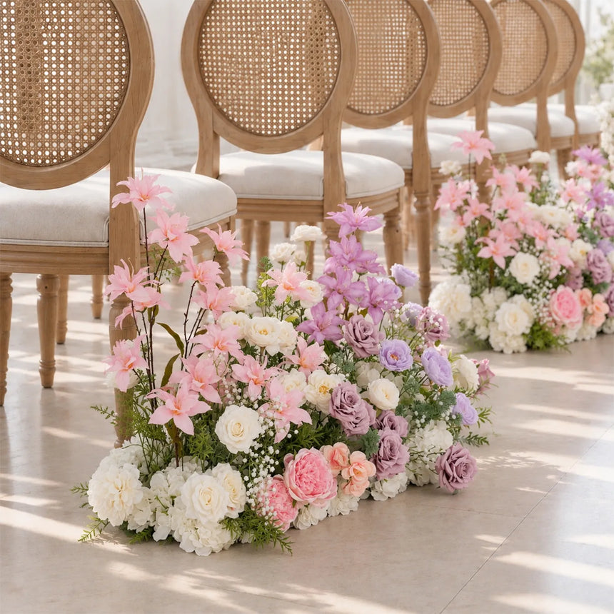 Colorful Church Wedding Decor | One-Stop Arch & Aisle Flower Styling