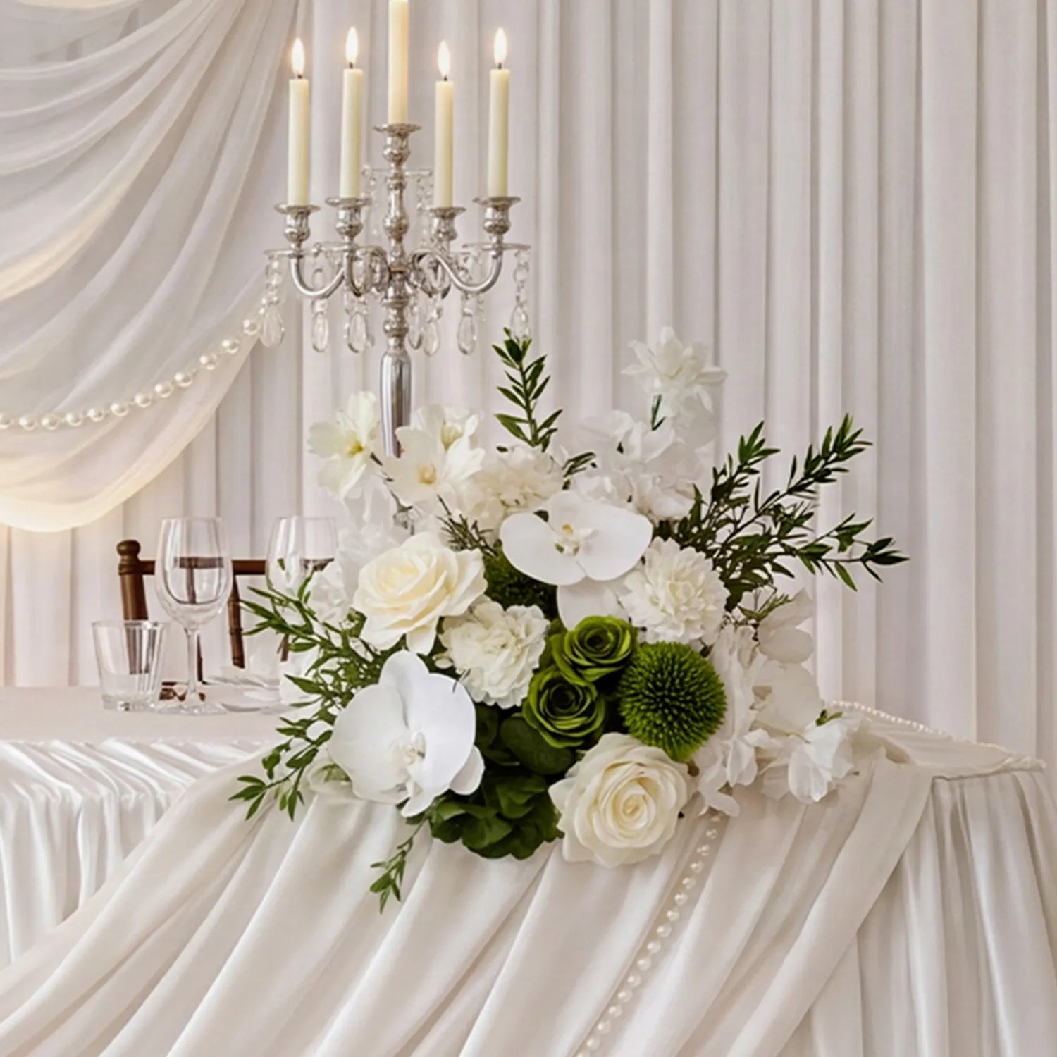Uflower Elegant Minimalist White Sweetheart Table Decor | One-Stop Styling