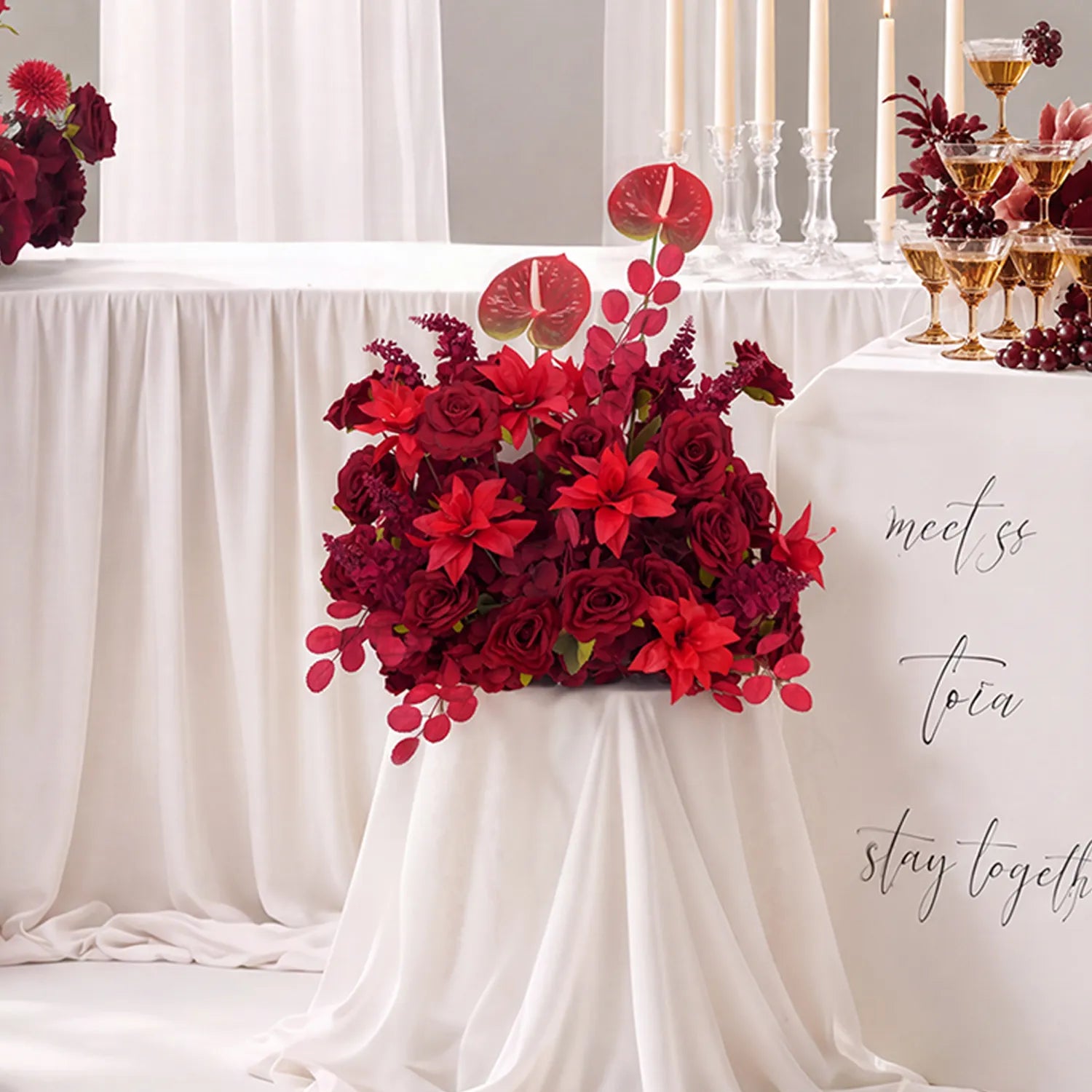 Red Table Wedding Decoration | One-shop Stying Table Runner & Centerpiece