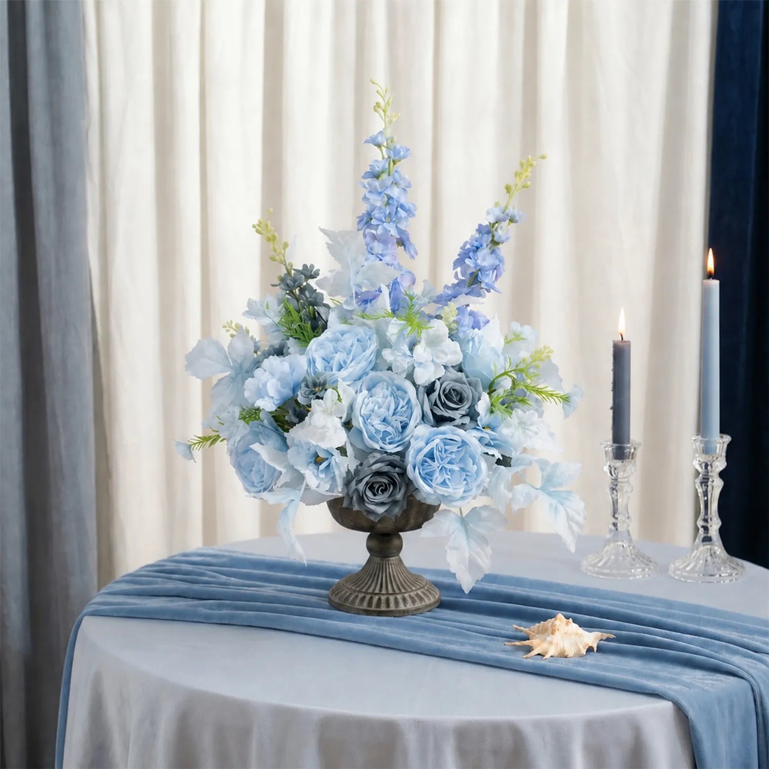 Uflower Romantic Blue Wedding Decor One-Stop Styling | Bridal Bouquet, Boutonnieres, Table Flowers