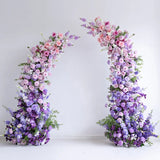 Uflower Purple Horn Arch Floral Arrangement Wedding Backdrop Props SET80183